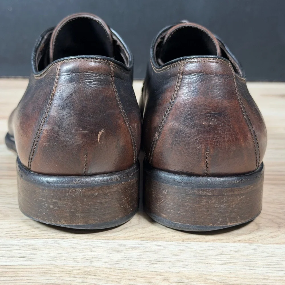 John Varvatos Derby Shoes Mens Size 11 Brown Leather Handmade Italy Y717 202